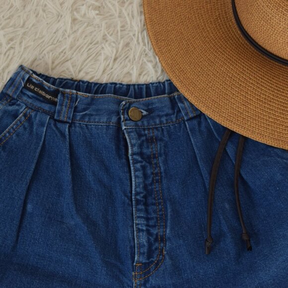 Liz Claiborne Pants - Vintage 1980s Blue High-Waisted Cotton Shorts by Liz Claiborne | 22-24 waist